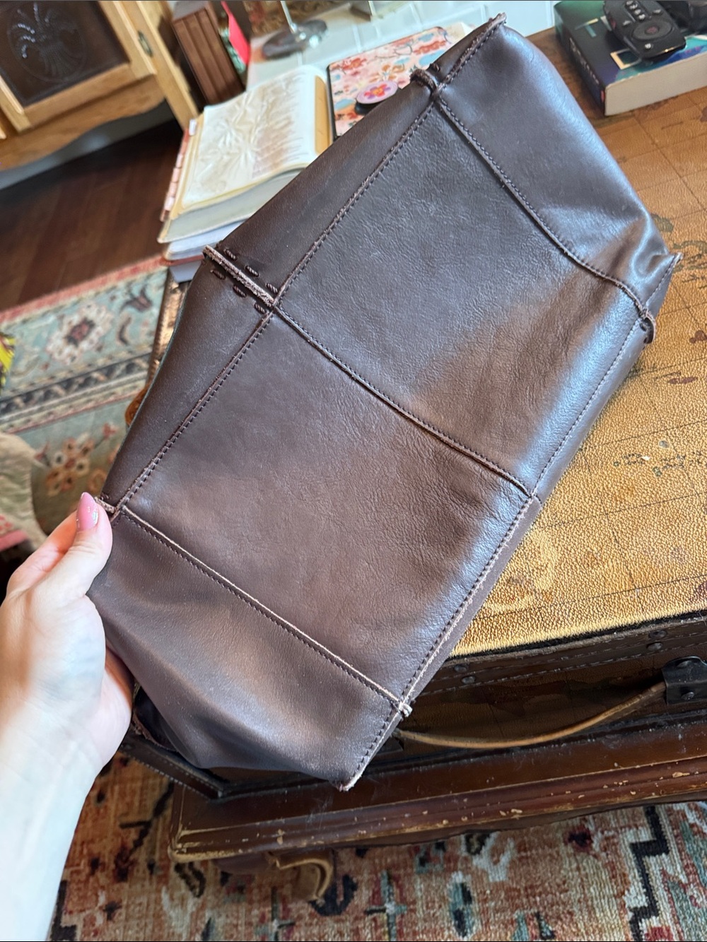 The Sak Dark Brown Shoulder Tote with Tan Handle and Tassel - Picture 6 of 6